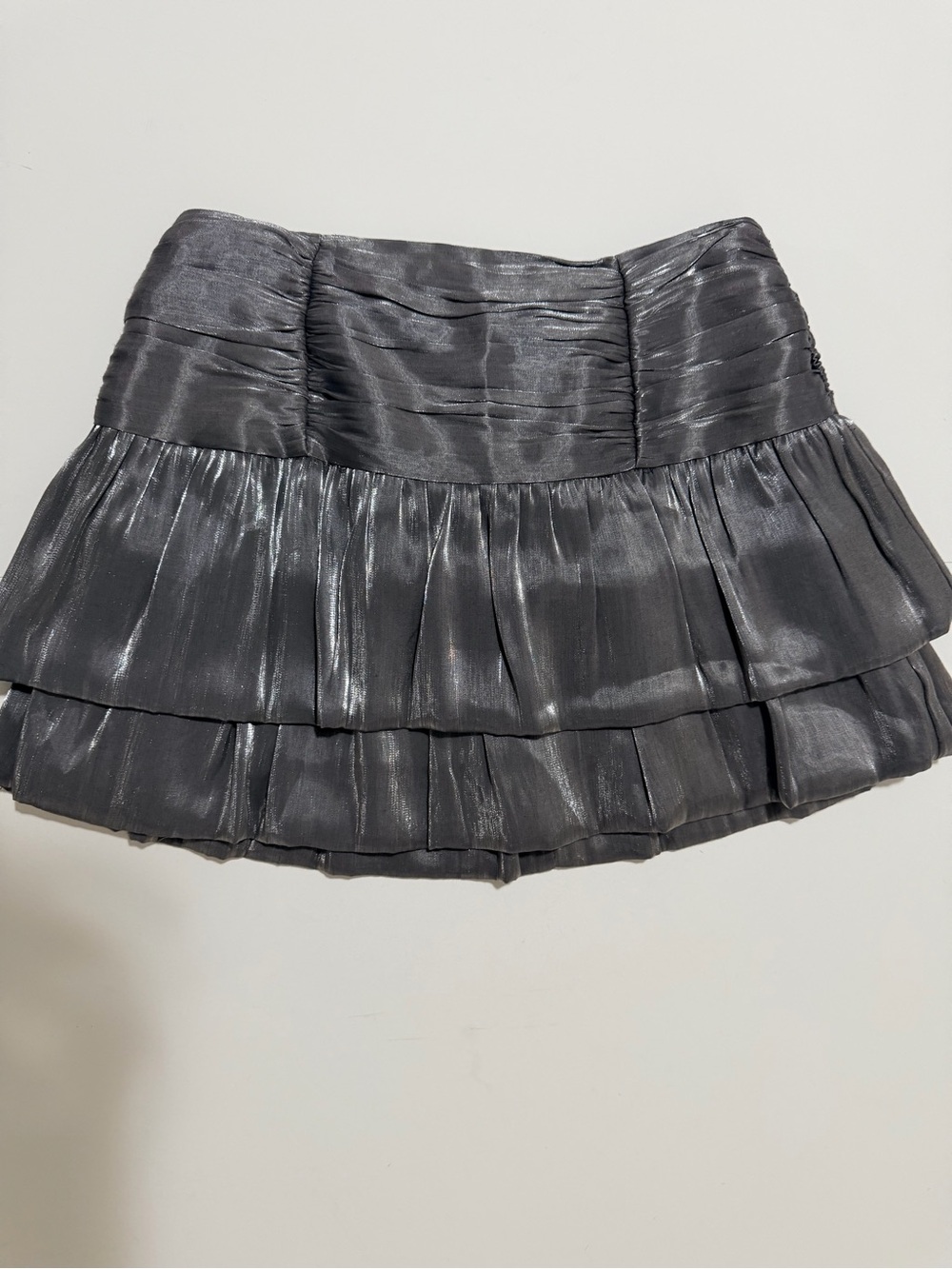 Forever 21 Metallic Tiered Mini Skirt - Silver